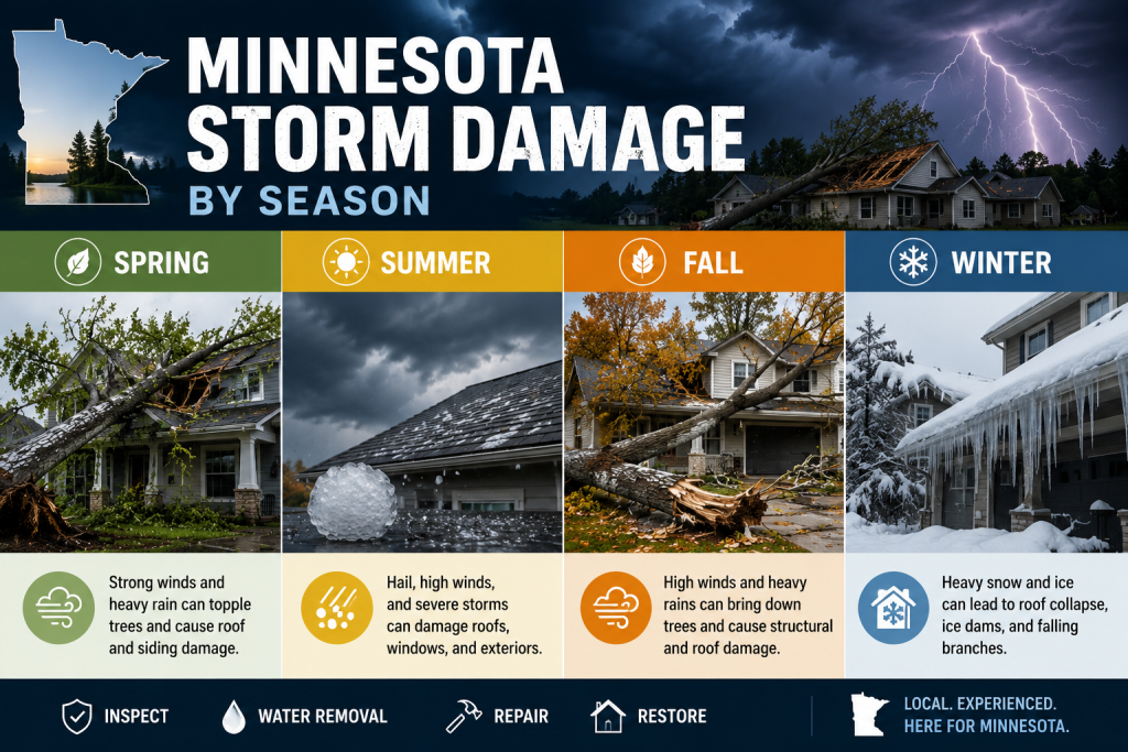 Minnesota storm damage infographic breaking down seasonal risks