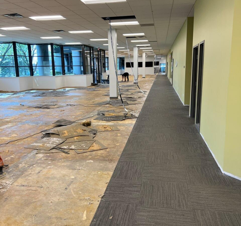 Commercial office space before restoration