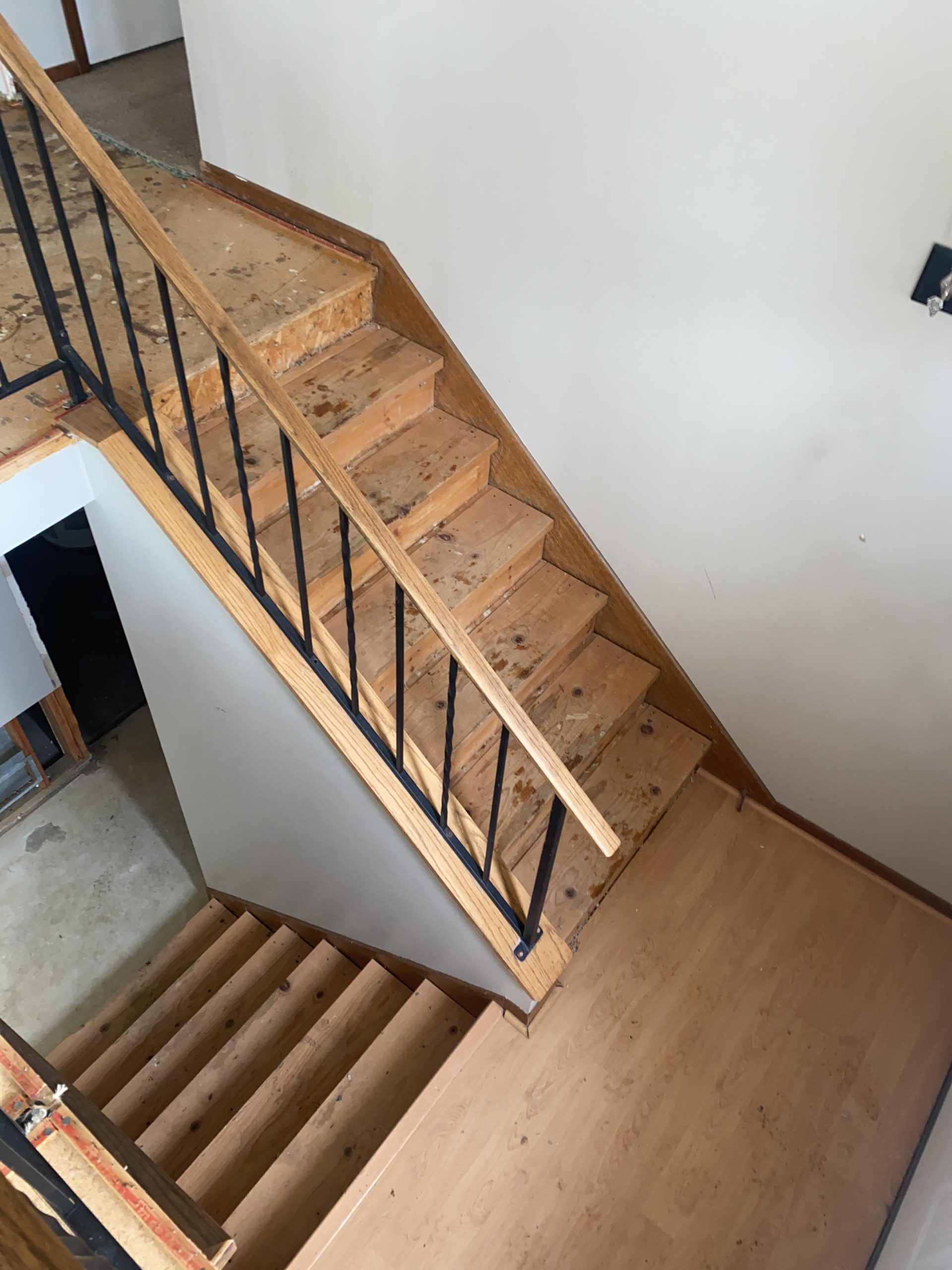 Stairs and landing before water damage restoration