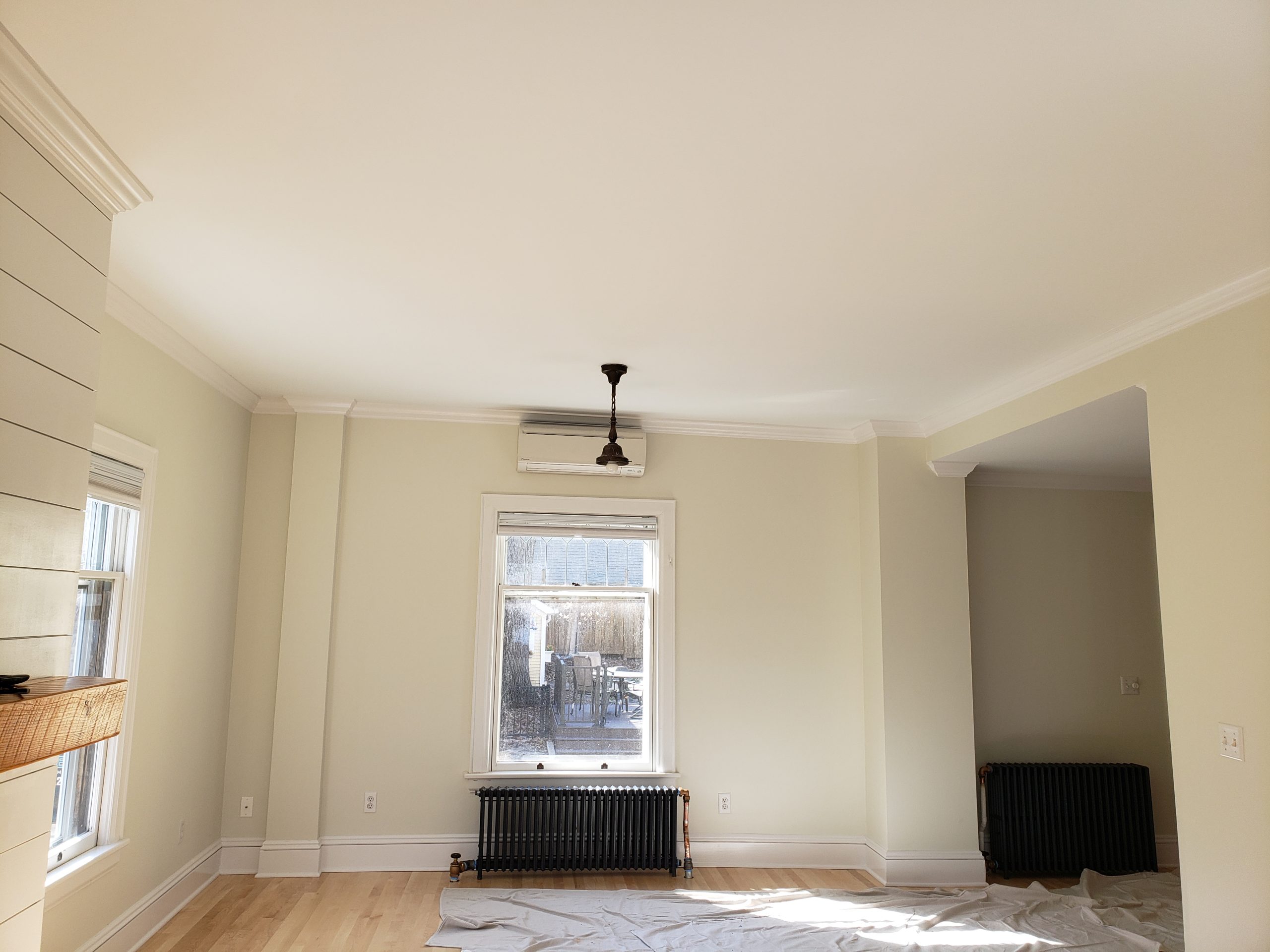 Ceiling and walls after water damage repairs